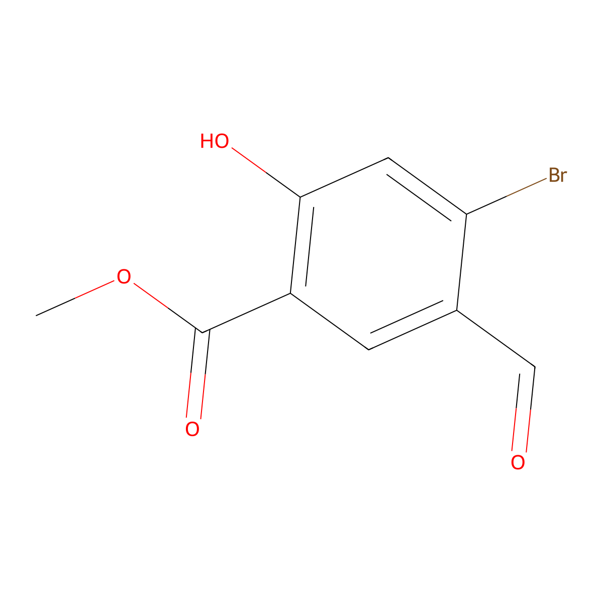 Methyl 4-bromo-5-formyl-2-hydroxybenzoate molecular structure, CAS 2219371-35-2