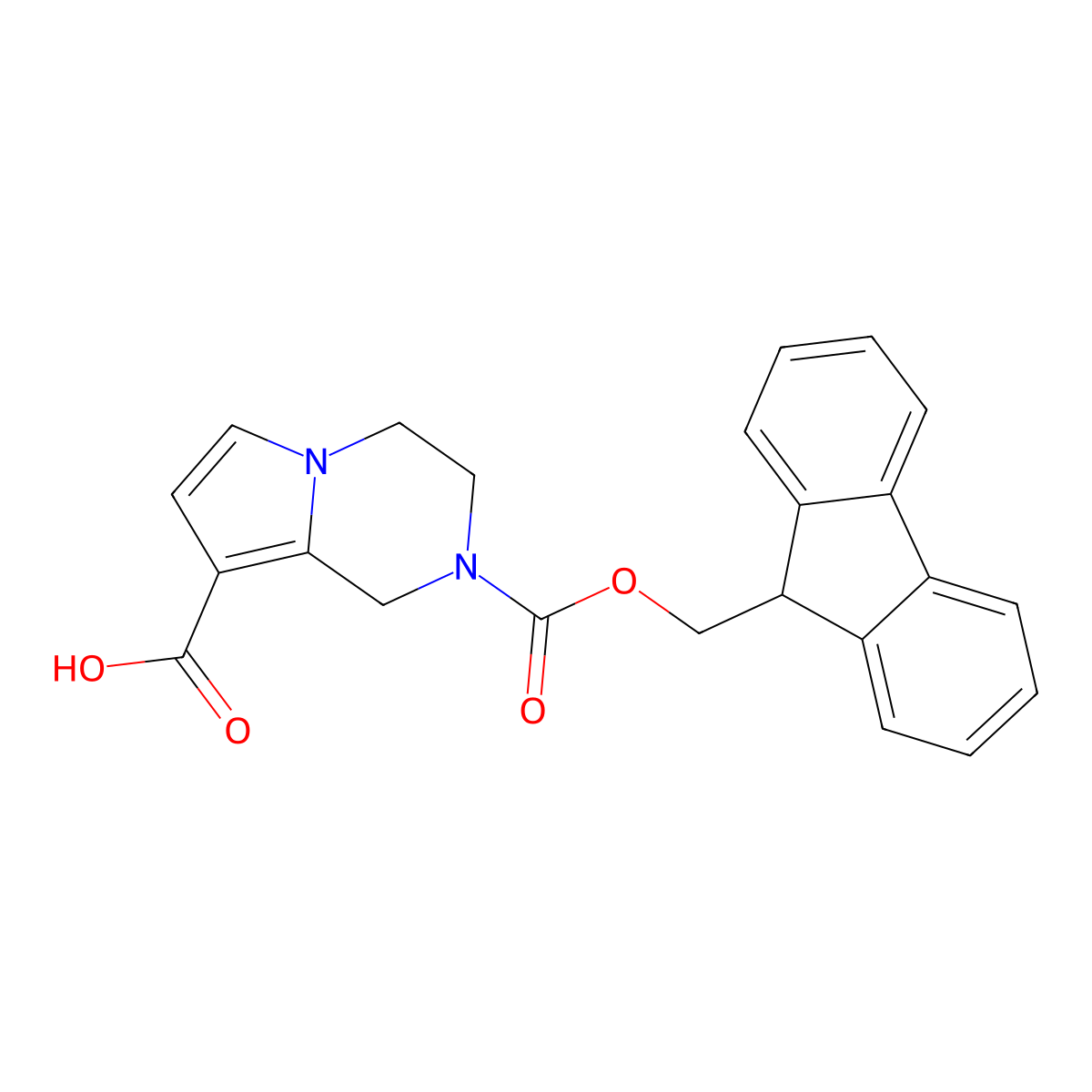 2-{[(9H-fluoren-9-yl)methoxy]carbonyl}-1H,2H,3H,4H-pyrrolo[1,2-a]pyrazine-8-carboxylic acid molecular structure, CAS 2219371-39-6