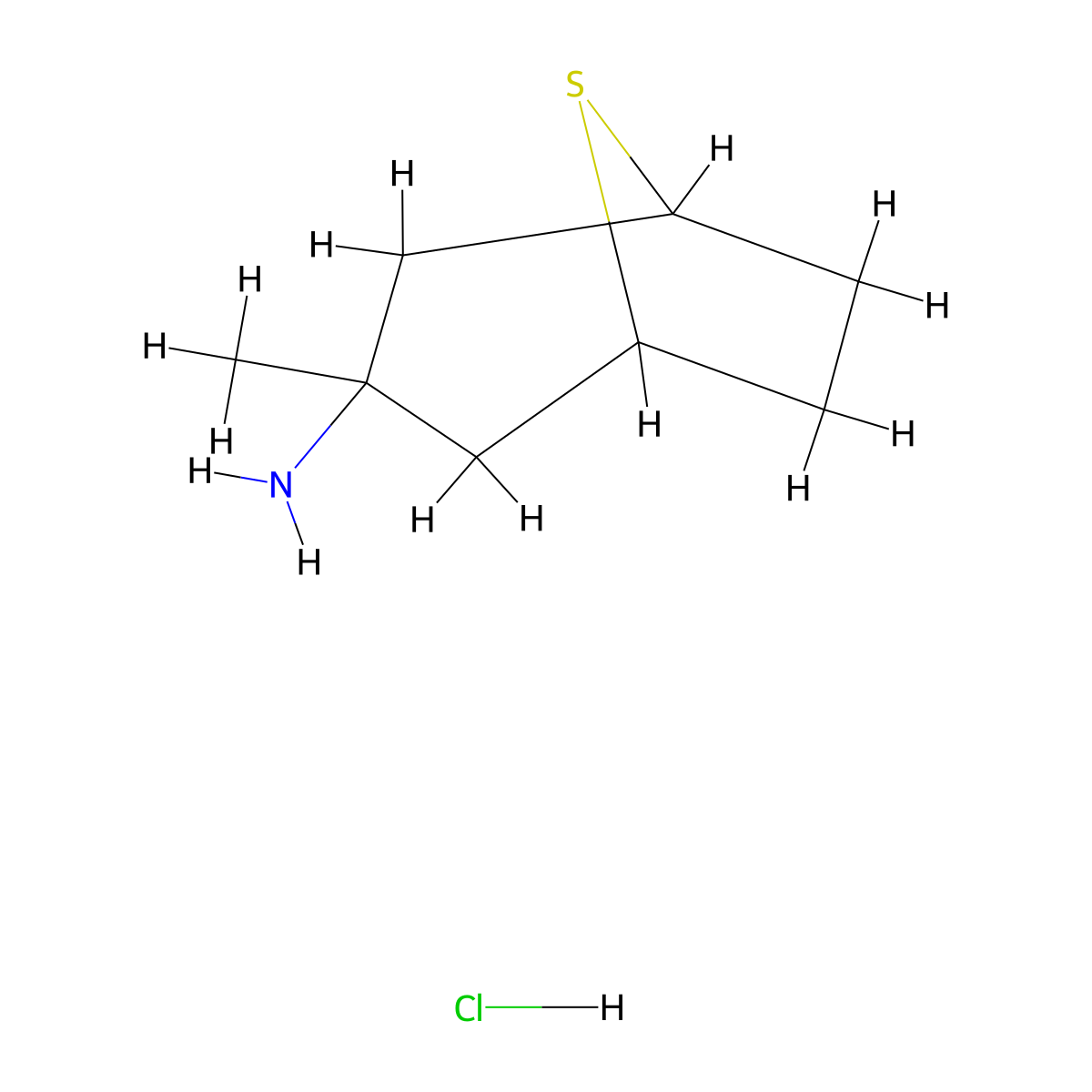3-Methyl-8-thiabicyclo[3.2.1]octan-3-amine hydrochloride molecular structure, CAS 2219371-41-0