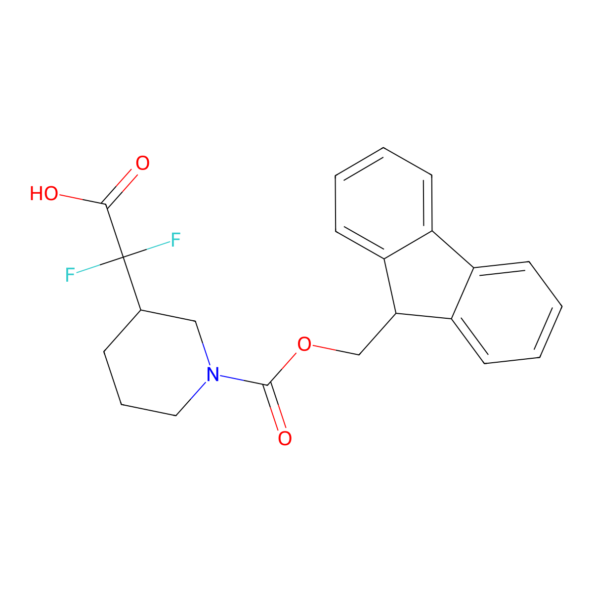 2-(1-{[(9H-fluoren-9-yl)methoxy]carbonyl}piperidin-3-yl)-2,2-difluoroacetic acid molecular structure, CAS 2219371-44-3