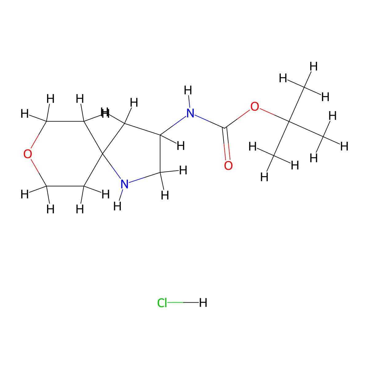 tert-butyl N-{8-oxa-1-azaspiro[4.5]decan-3-yl}carbamate hydrochloride molecular structure, CAS 2219371-52-3