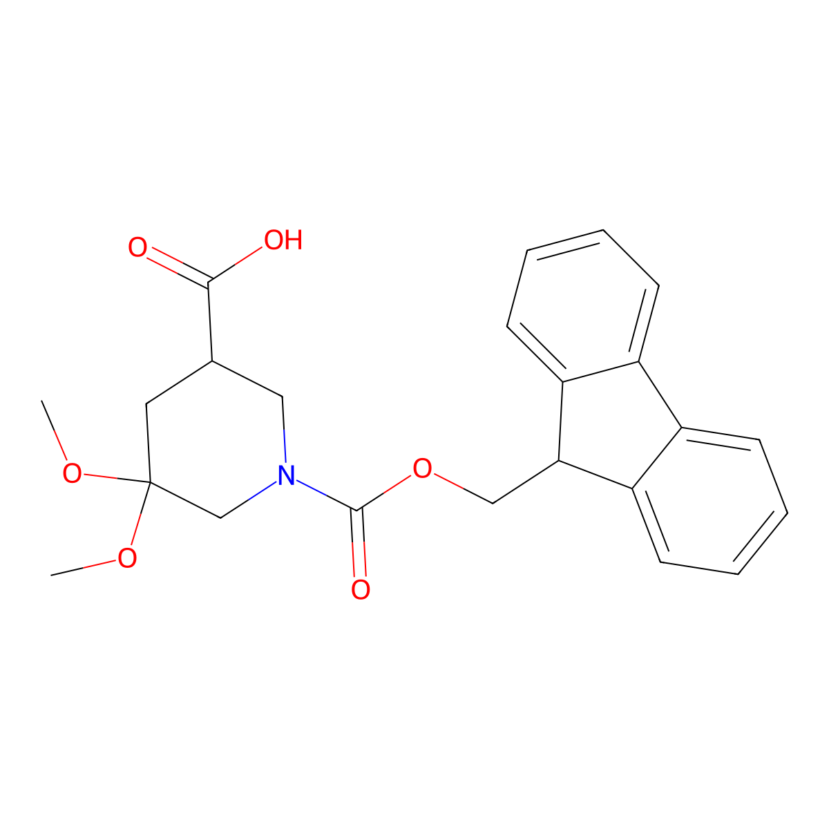 1-{[(9H-fluoren-9-yl)methoxy]carbonyl}-5,5-dimethoxypiperidine-3-carboxylic acid molecular structure, CAS 2219371-54-5