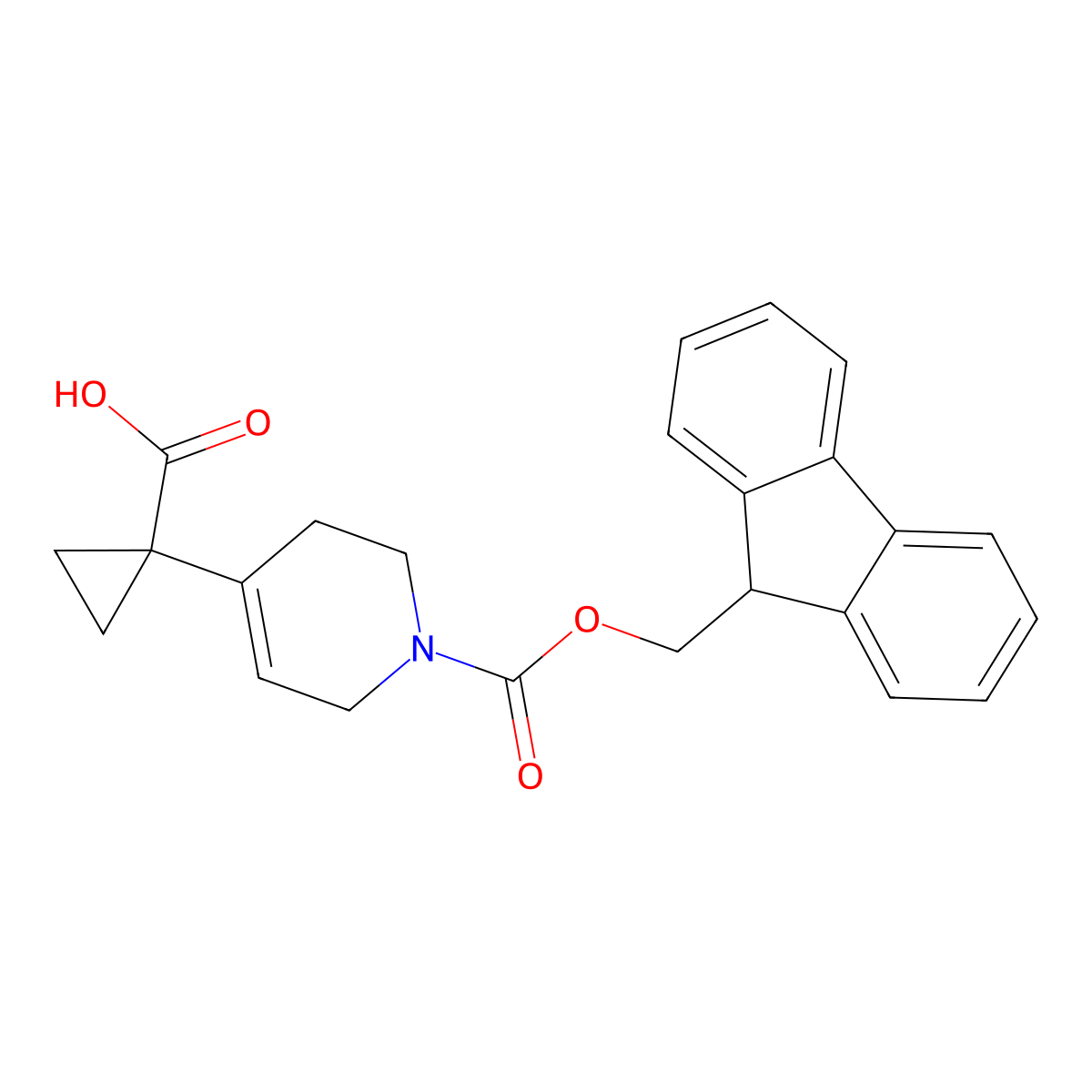 1-(1-{[(9H-fluoren-9-yl)methoxy]carbonyl}-1,2,3,6-tetrahydropyridin-4-yl)cyclopropane-1-carboxylic acid molecular structure, CAS 2219371-63-6