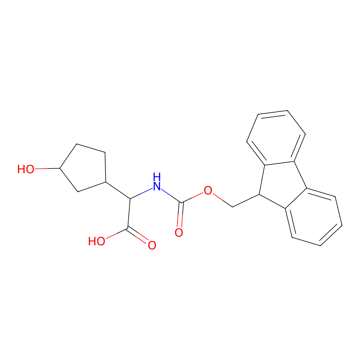 2-({[(9H-fluoren-9-yl)methoxy]carbonyl}amino)-2-(3-hydroxycyclopentyl)acetic acid molecular structure, CAS 2219371-78-3