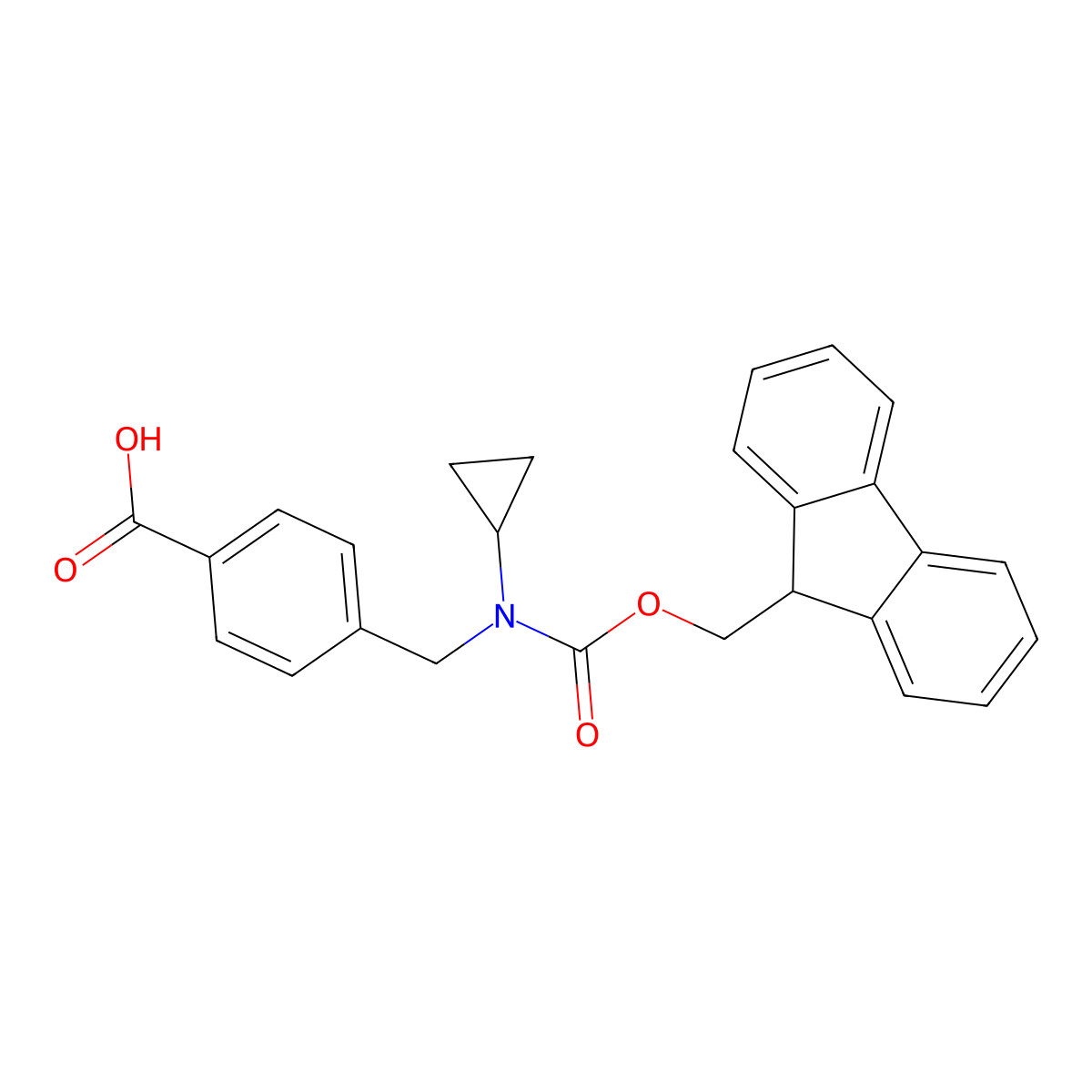 4-{[cyclopropyl({[(9H-fluoren-9-yl)methoxy]carbonyl})amino]methyl}benzoic acid molecular structure, CAS 2219371-92-1
