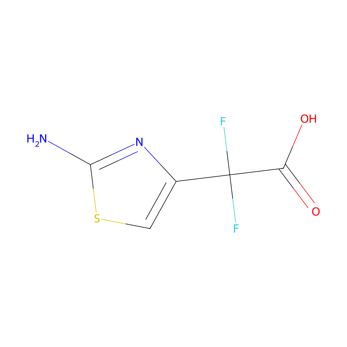 2-(2-Amino-1,3-thiazol-4-yl)-2,2-difluoroacetic acid molecular structure, CAS 2219371-96-5