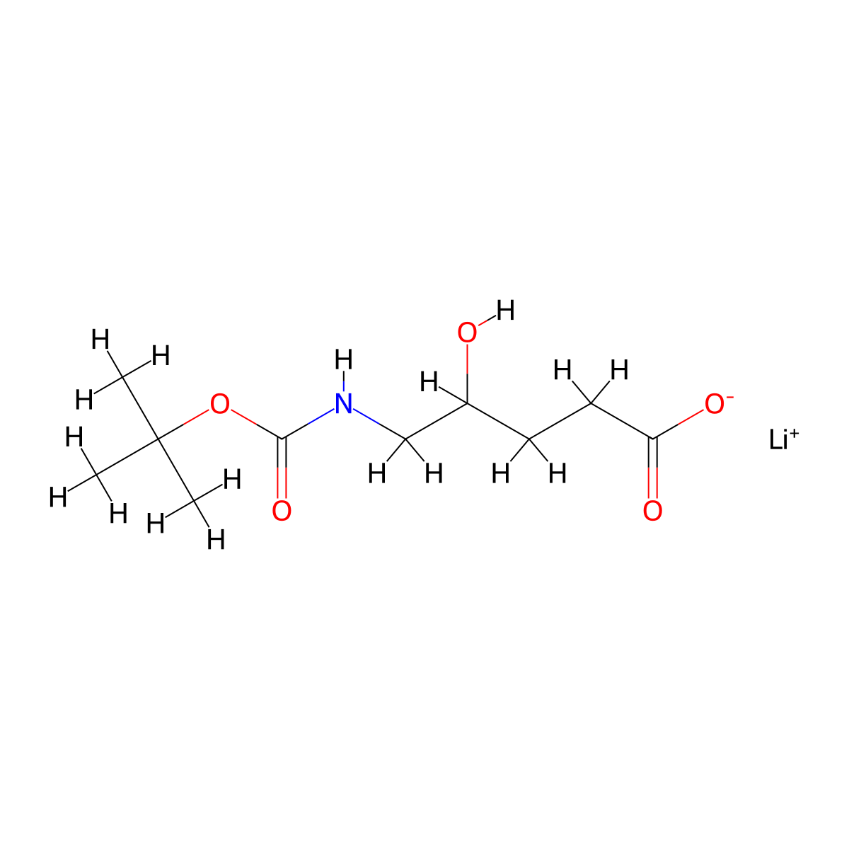 Lithium(1+) ion 5-{[(tert-butoxy)carbonyl]amino}-4-hydroxypentanoate molecular structure, CAS 2219371-99-8