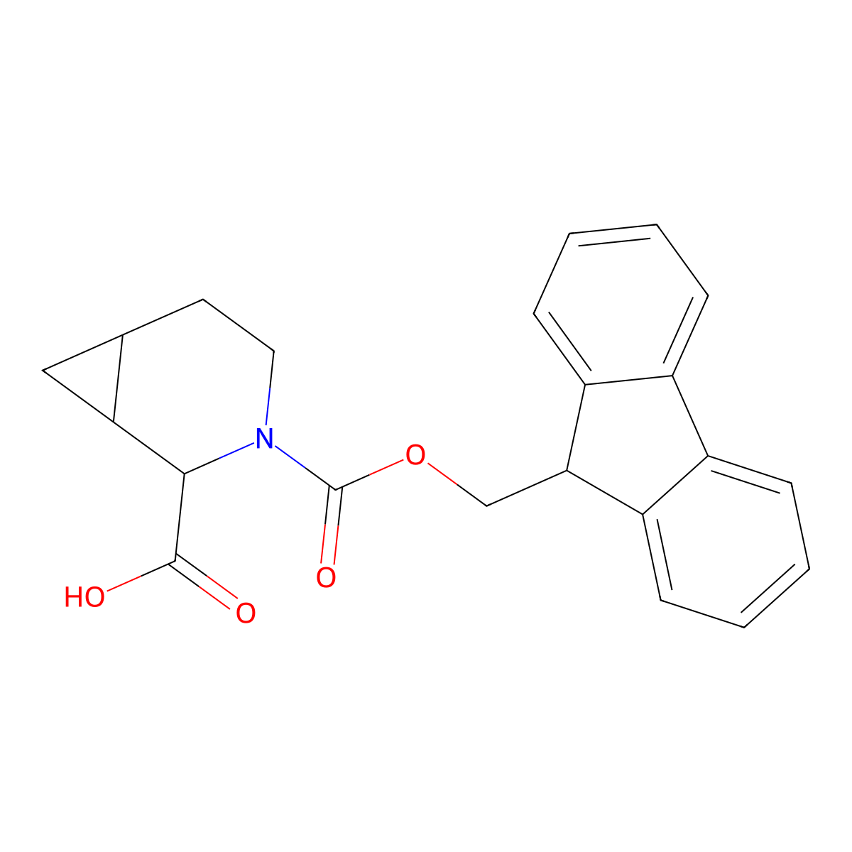 rac-(1R,2R,6R)-3-{[(9H-fluoren-9-yl)methoxy]carbonyl}-3-azabicyclo[4.1.0]heptane-2-carboxylic acid molecular structure, CAS 2219372-02-6