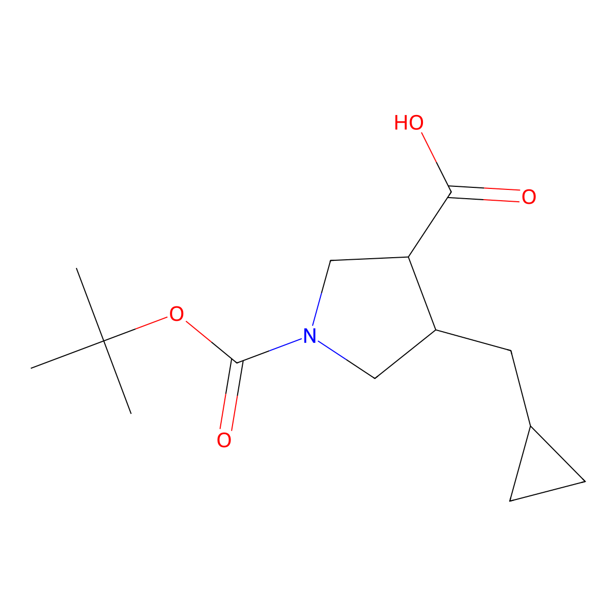 rac-(3R,4R)-1-[(tert-butoxy)carbonyl]-4-(cyclopropylmethyl)pyrrolidine-3-carboxylic acid molecular structure, CAS 2219372-08-2