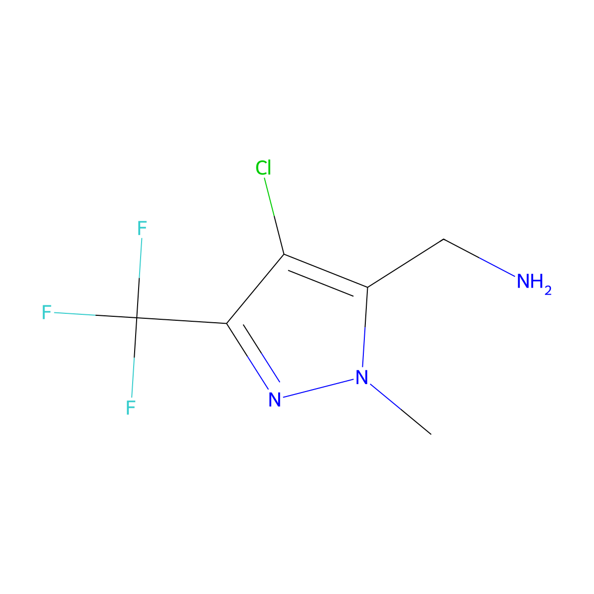1-[4-chloro-1-methyl-3-(trifluoromethyl)-1H-pyrazol-5-yl]methanamine molecular structure, CAS 2219372-09-3