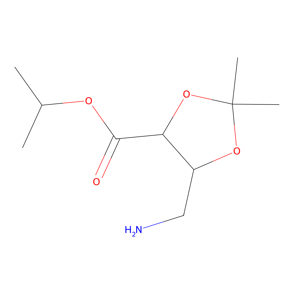 rac-propan-2-yl (4R,5S)-5-(aminomethyl)-2,2-dimethyl-1,3-dioxolane-4-carboxylate molecular structure, CAS 2219372-13-9