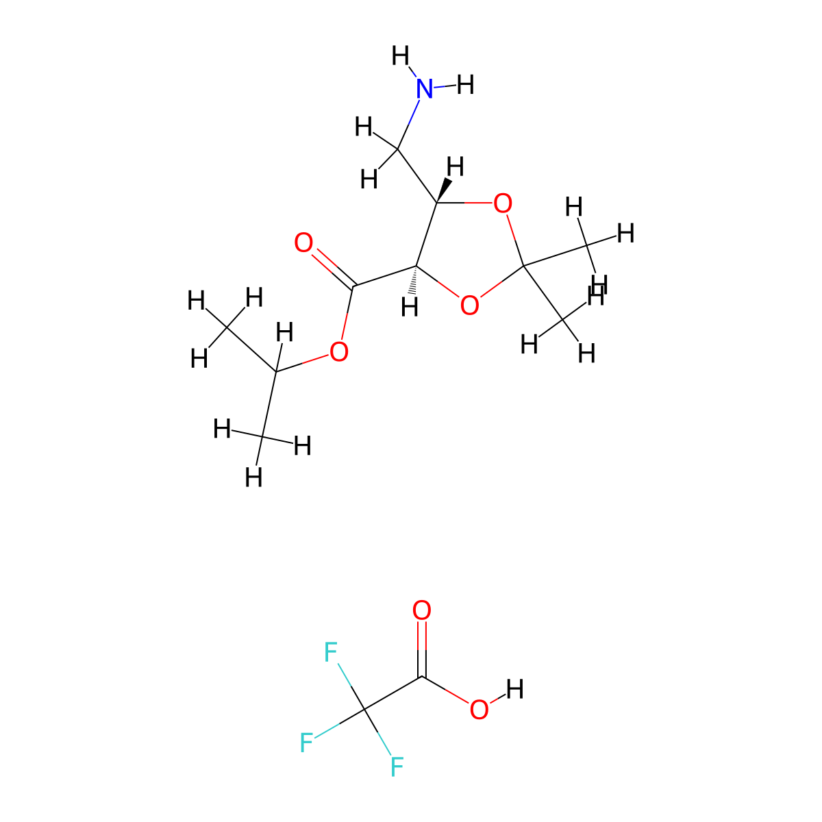 rac-propan-2-yl (4R,5S)-5-(aminomethyl)-2,2-dimethyl-1,3-dioxolane-4-carboxylate; trifluoroacetic acid molecular structure, CAS 2219372-14-0