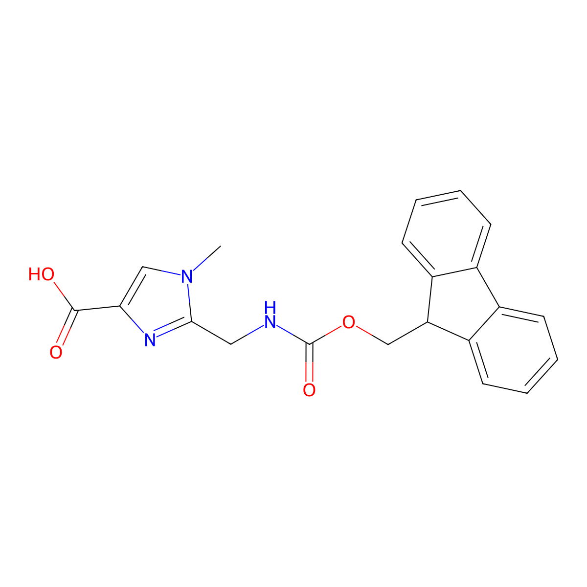 2-[({[(9H-fluoren-9-yl)methoxy]carbonyl}amino)methyl]-1-methyl-1H-imidazole-4-carboxylic acid molecular structure, CAS 2219372-15-1