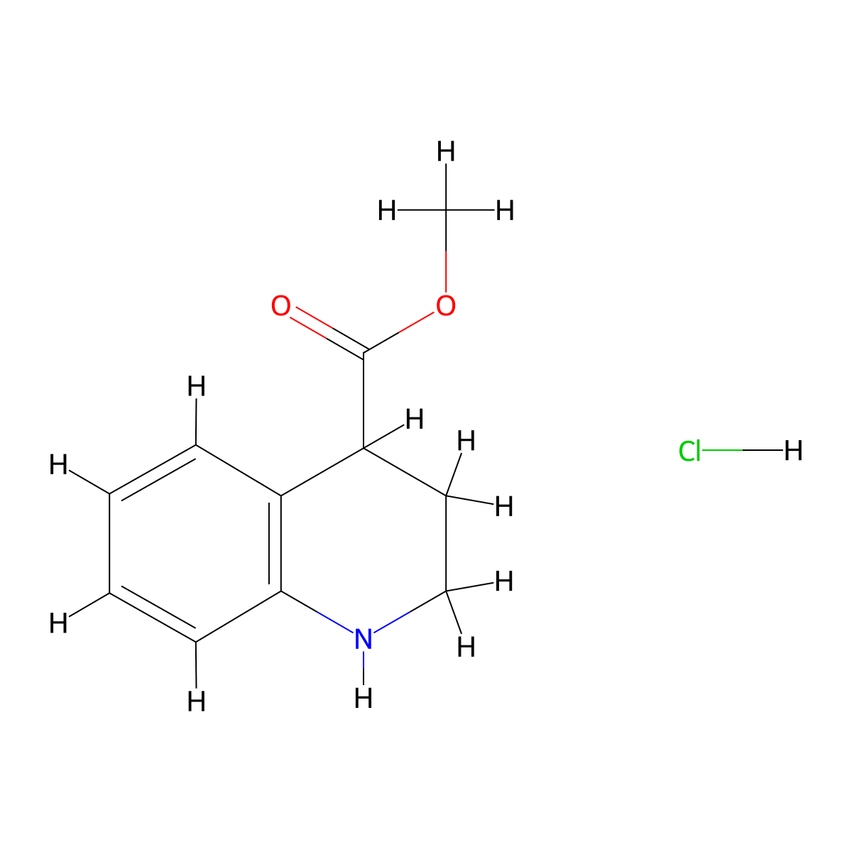 Methyl 1,2,3,4-tetrahydroquinoline-4-carboxylate hydrochloride molecular structure, CAS 2219372-20-8
