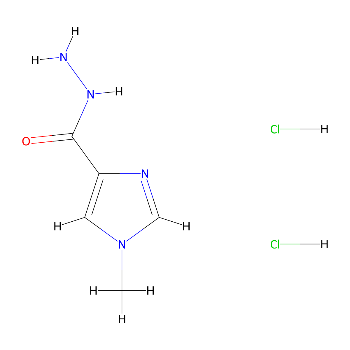 1-methyl-1H-imidazole-4-carbohydrazide dihydrochloride molecular structure, CAS 2219373-55-2