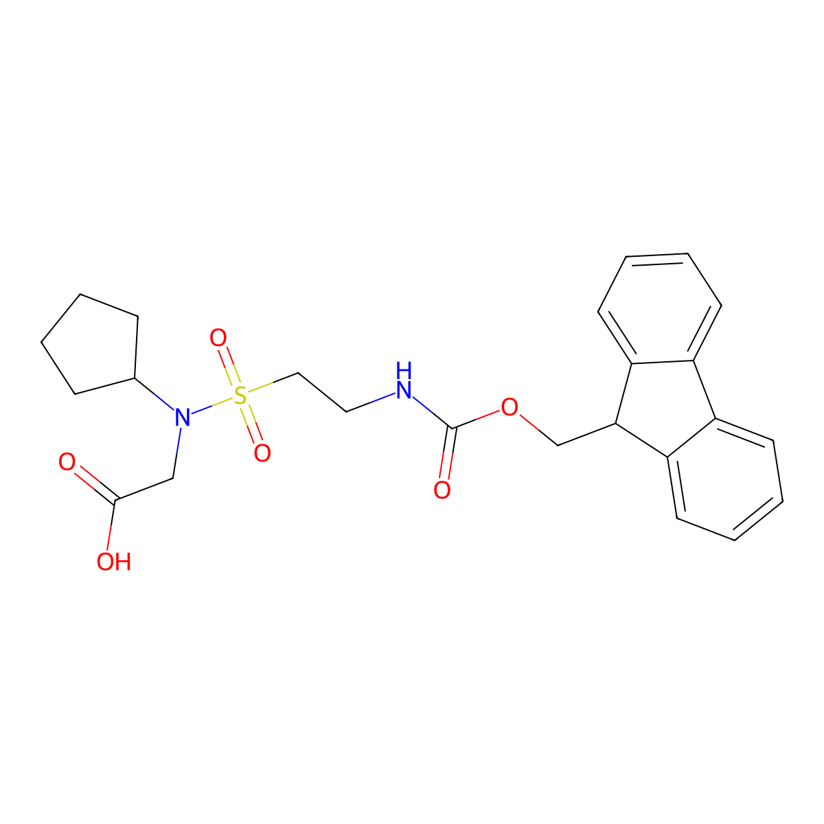 2-[N-cyclopentyl2-({[(9H-fluoren-9-yl)methoxy]carbonyl}amino)ethanesulfonamido]acetic acid molecular structure, CAS 2219373-69-8