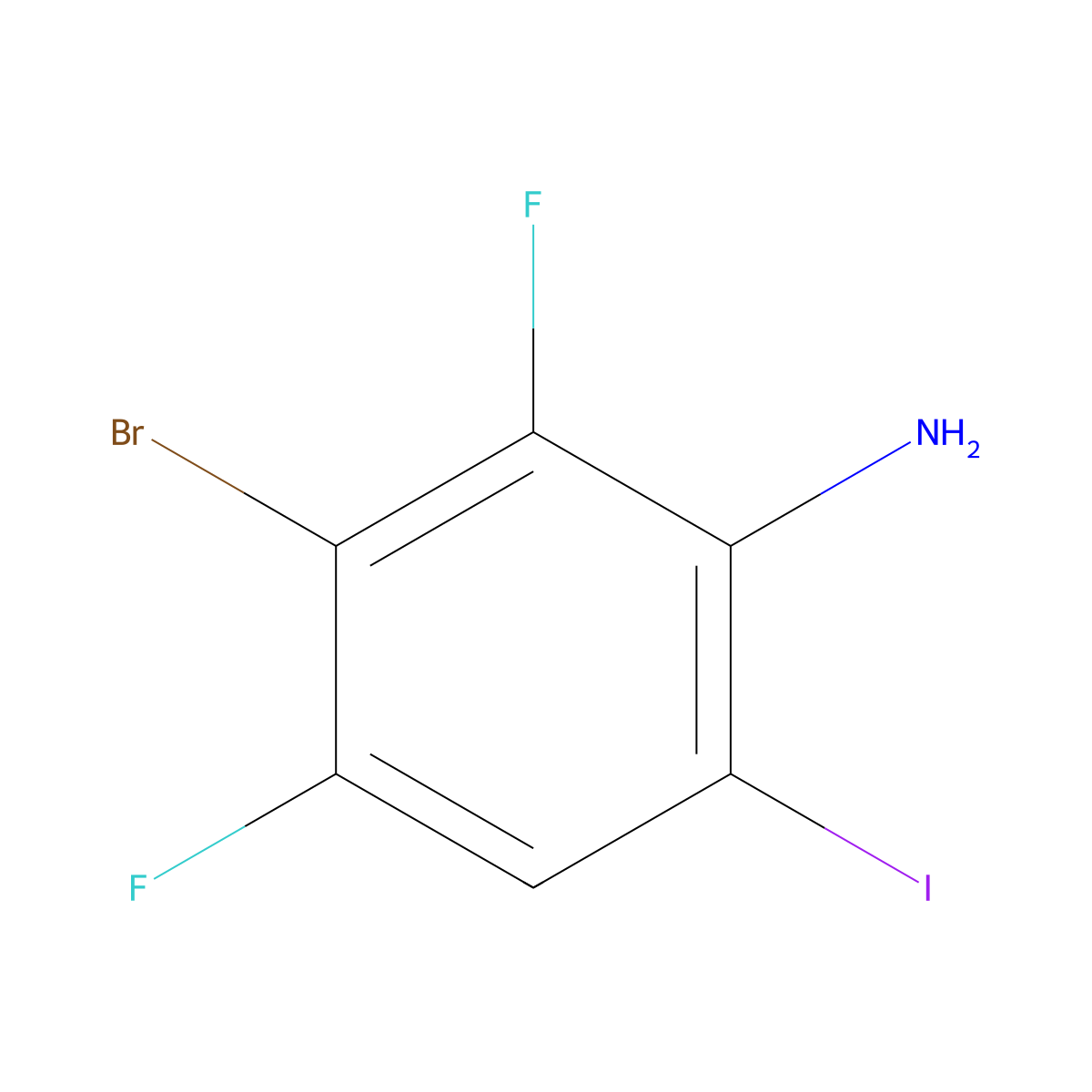 3-Bromo-2,4-difluoro-6-iodoaniline molecular structure, CAS 2219373-70-1
