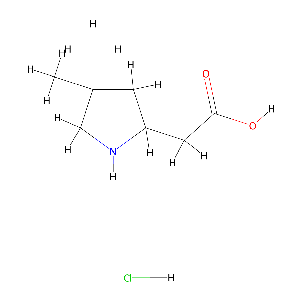 2-(4,4-Dimethylpyrrolidin-2-yl)acetic acid hydrochloride molecular structure, CAS 2219373-72-3
