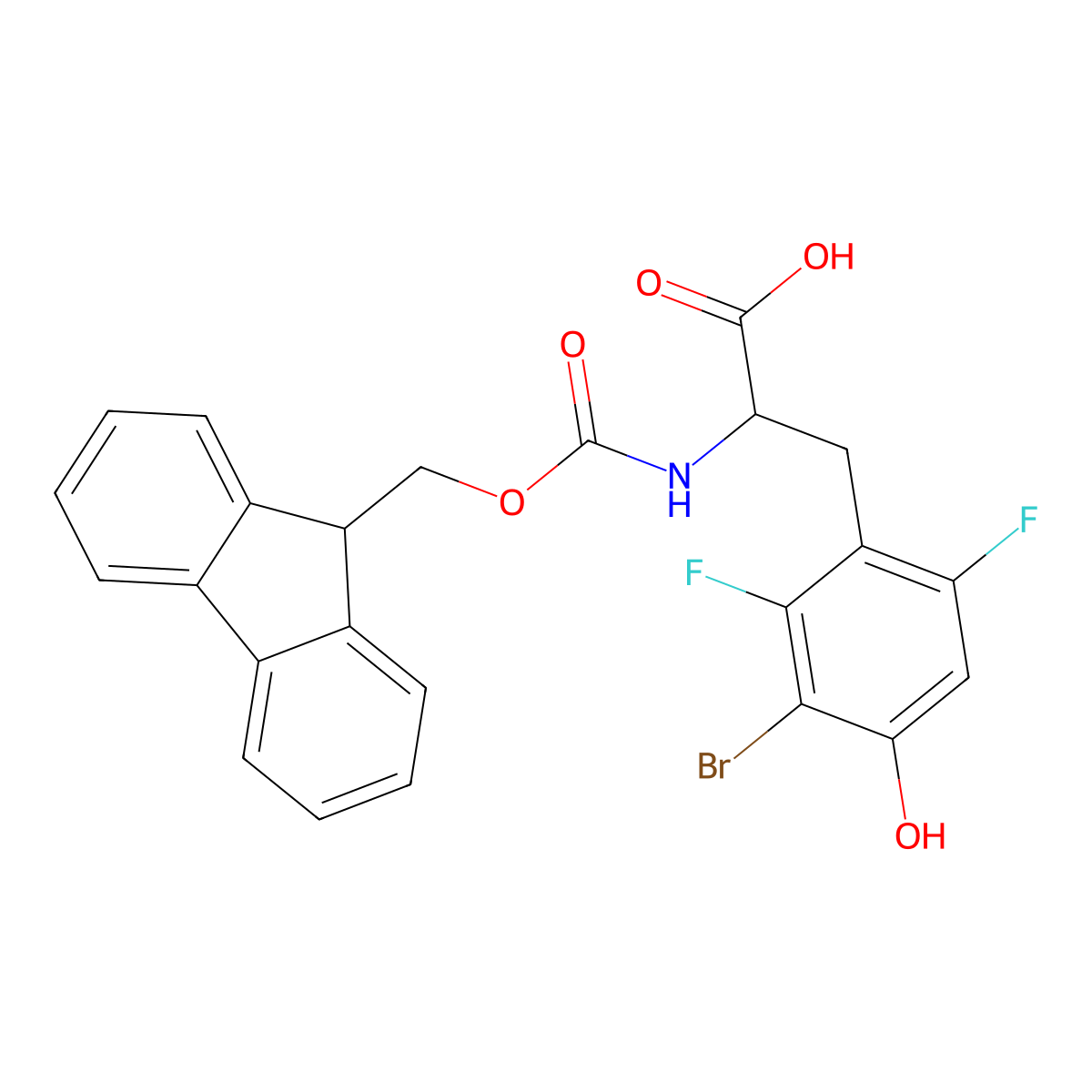 3-(3-bromo-2,6-difluoro-4-hydroxyphenyl)-2-({[(9H-fluoren-9-yl)methoxy]carbonyl}amino)propanoic acid molecular structure, CAS 2219373-77-8