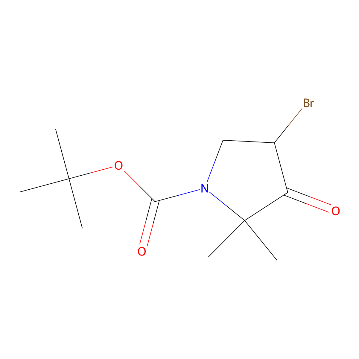 tert-Butyl 4-bromo-2,2-dimethyl-3-oxopyrrolidine-1-carboxylate molecular structure, CAS 2219373-79-0