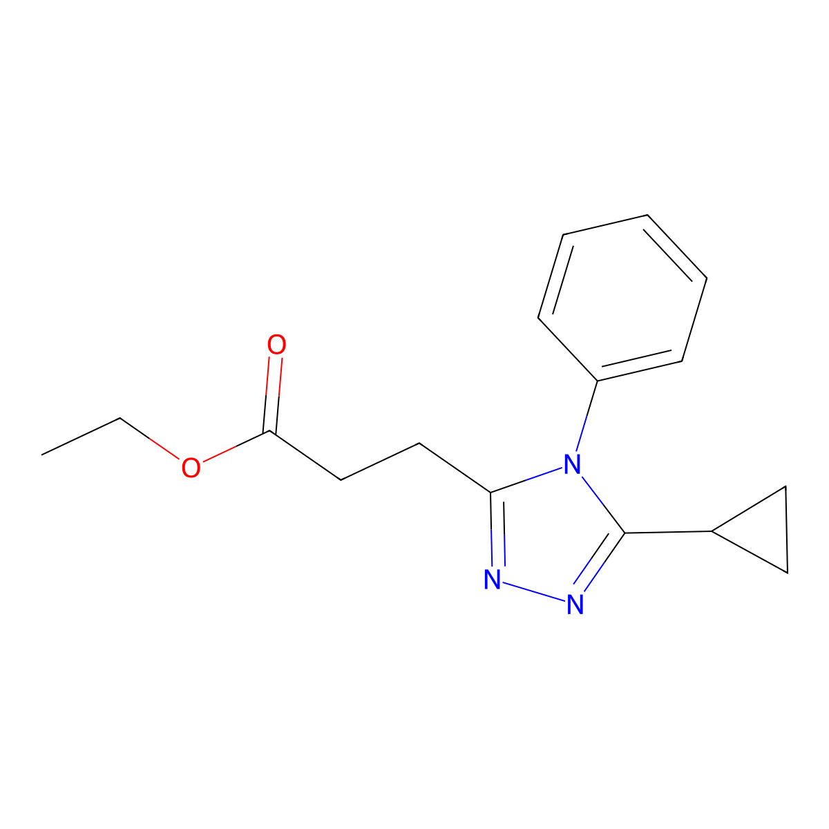Ethyl 3-(5-cyclopropyl-4-phenyl-4H-1,2,4-triazol-3-yl)propanoate molecular structure, CAS 2219373-80-3