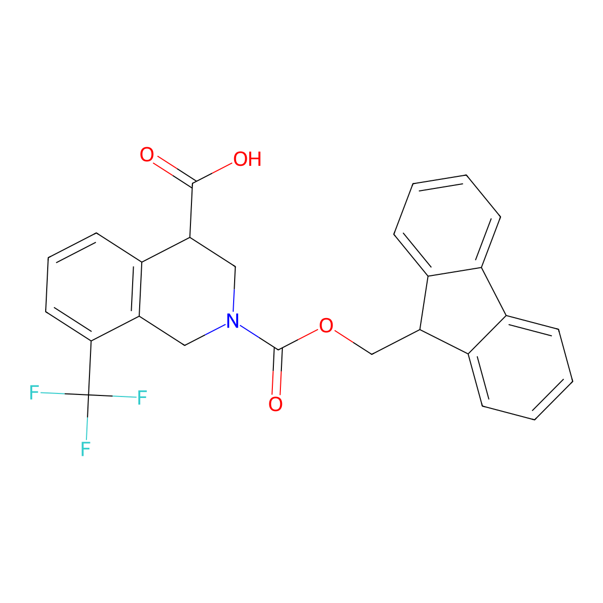 2-{[(9H-fluoren-9-yl)methoxy]carbonyl}-8-(trifluoromethyl)-1,2,3,4-tetrahydroisoquinoline-4-carboxylic acid molecular structure, CAS 2219373-83-6