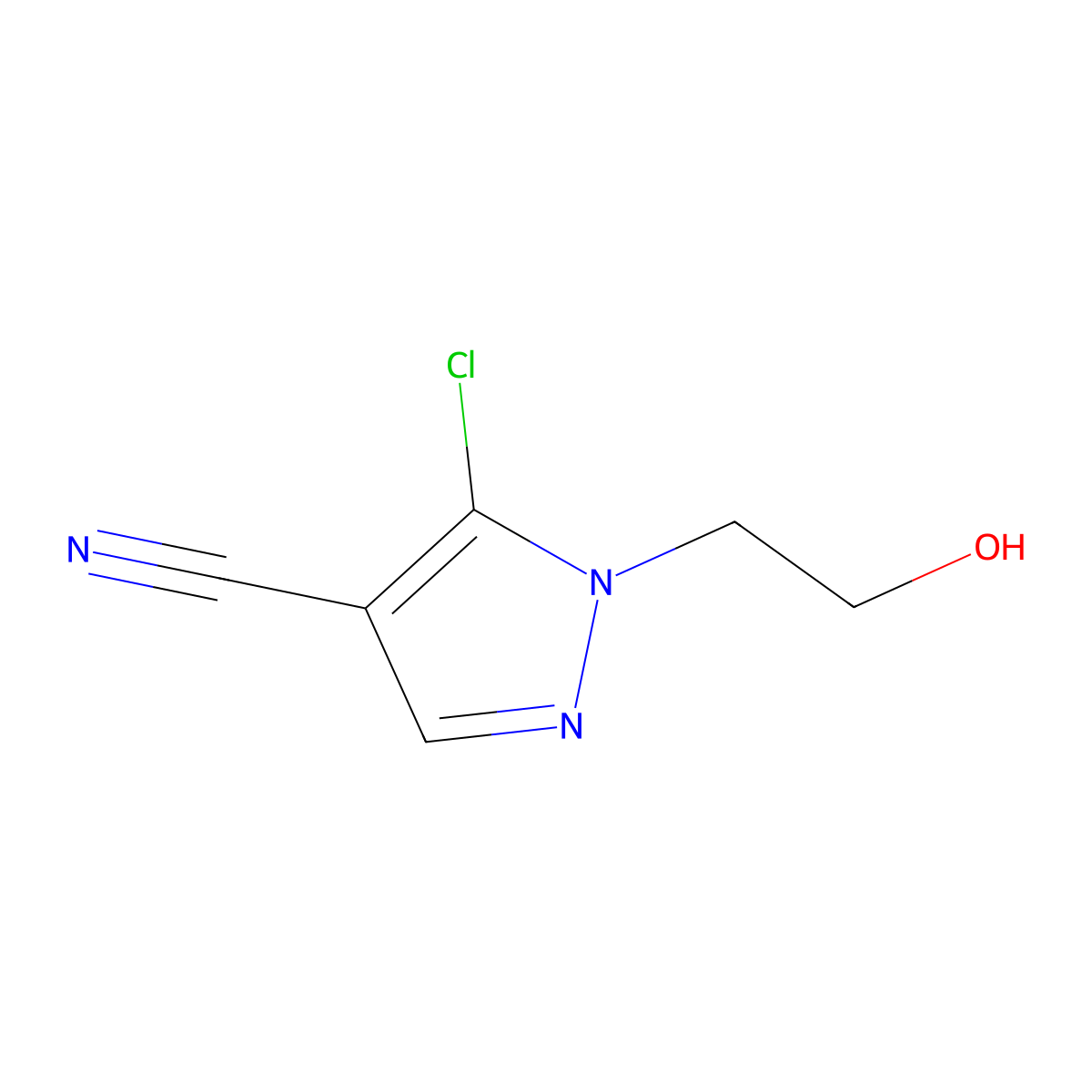 5-chloro-1-(2-hydroxyethyl)-1H-pyrazole-4-carbonitrile molecular structure, CAS 2219373-91-6