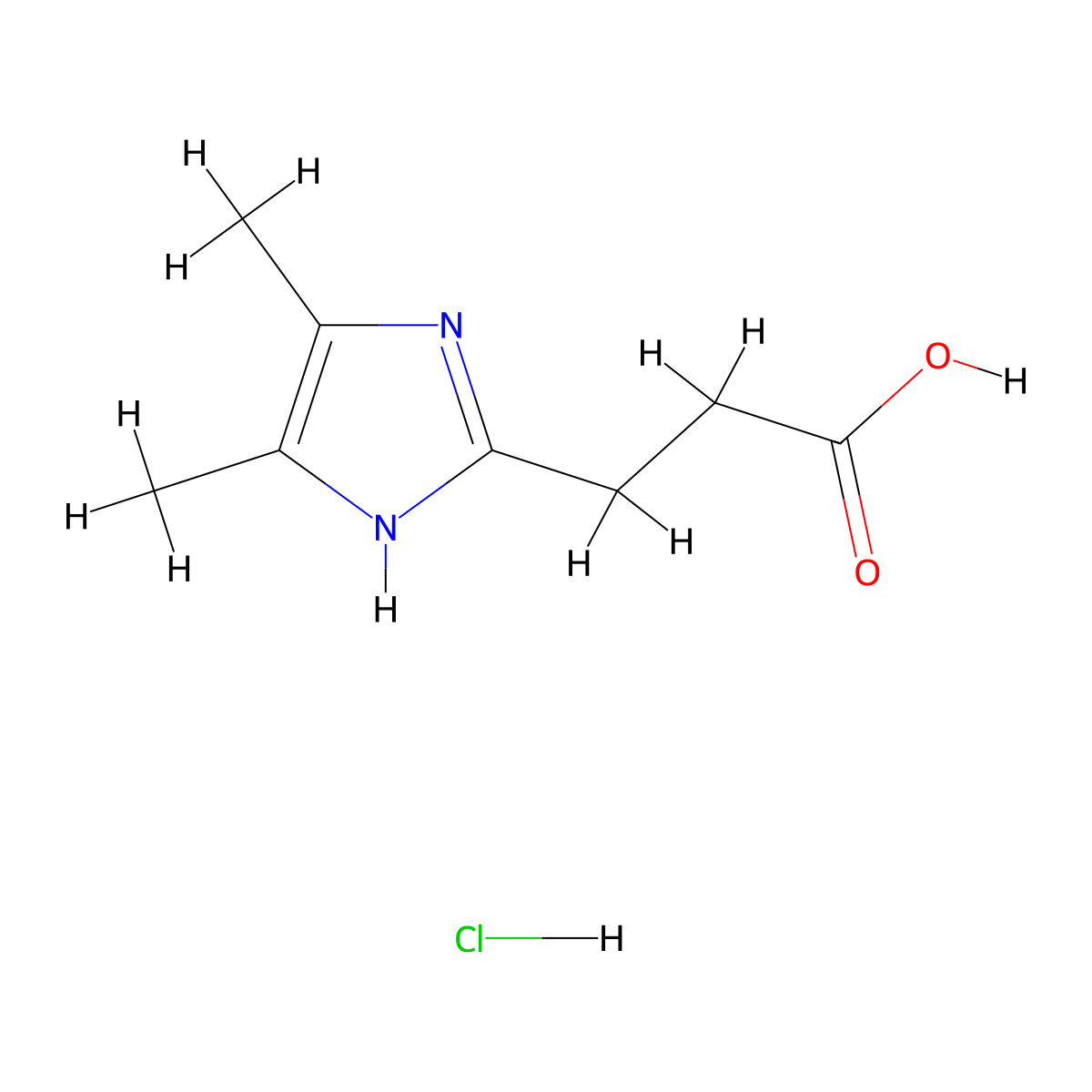 3-(4,5-dimethyl-1H-imidazol-2-yl)propanoic acid hydrochloride molecular structure, CAS 2219373-98-3