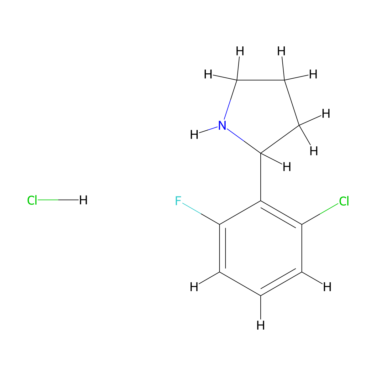 2-(2-Chloro-6-fluorophenyl)pyrrolidine hydrochloride molecular structure, CAS 2219374-01-1