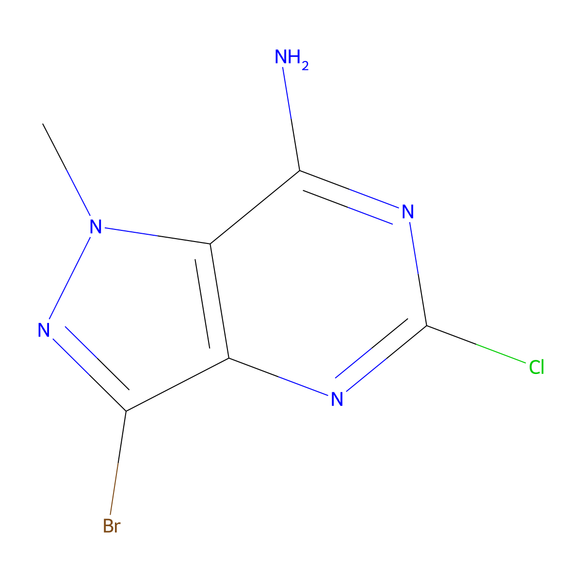 3-bromo-5-chloro-1-methyl-1H-pyrazolo(4,3-d)pyrimidin-7-amine molecular structure, CAS 2219374-02-2