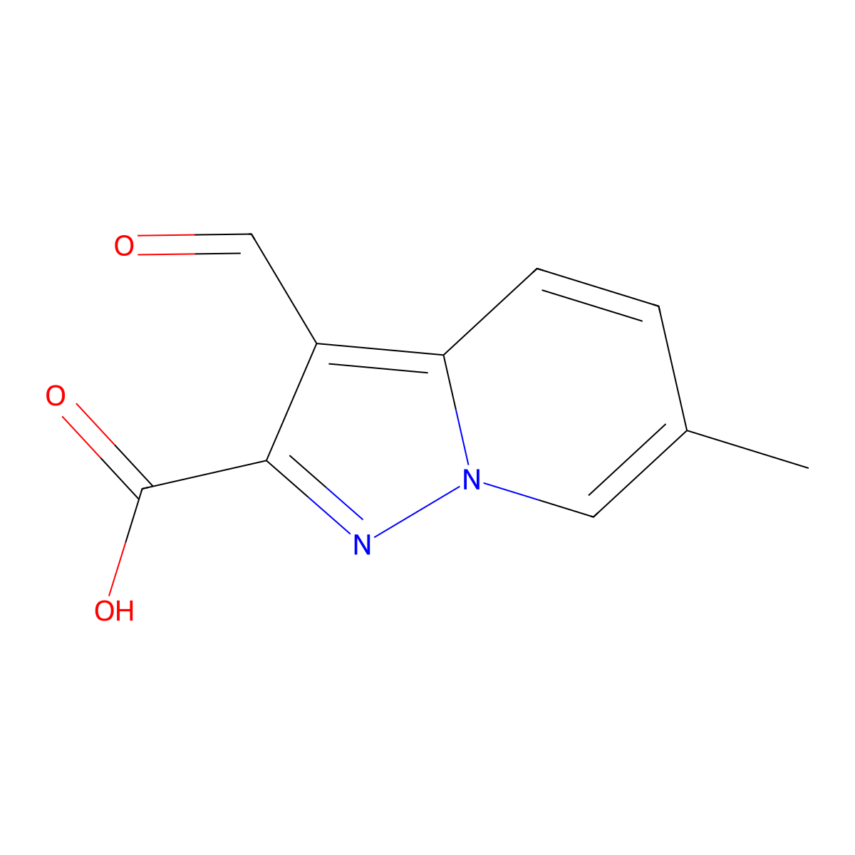 3-Formyl-6-methylpyrazolo[1,5-a]pyridine-2-carboxylic acid molecular structure, CAS 2219374-11-3