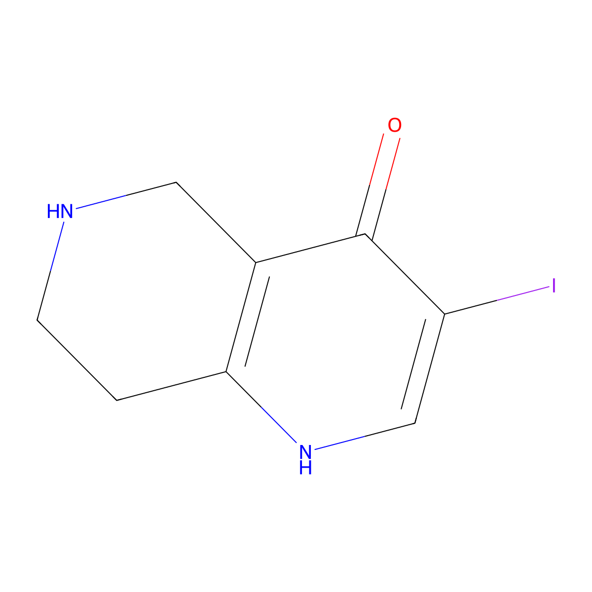 3-Iodo-1,4,5,6,7,8-hexahydro-1,6-naphthyridin-4-one molecular structure, CAS 2219374-21-5