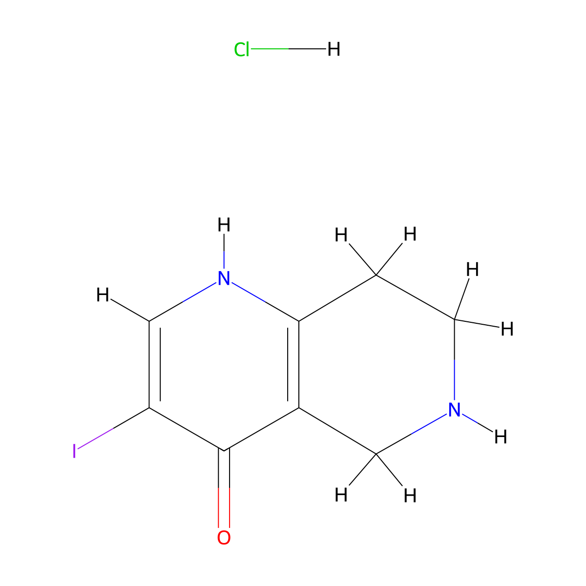 3-Iodo-1,4,5,6,7,8-hexahydro-1,6-naphthyridin-4-one hydrochloride molecular structure, CAS 2219374-22-6