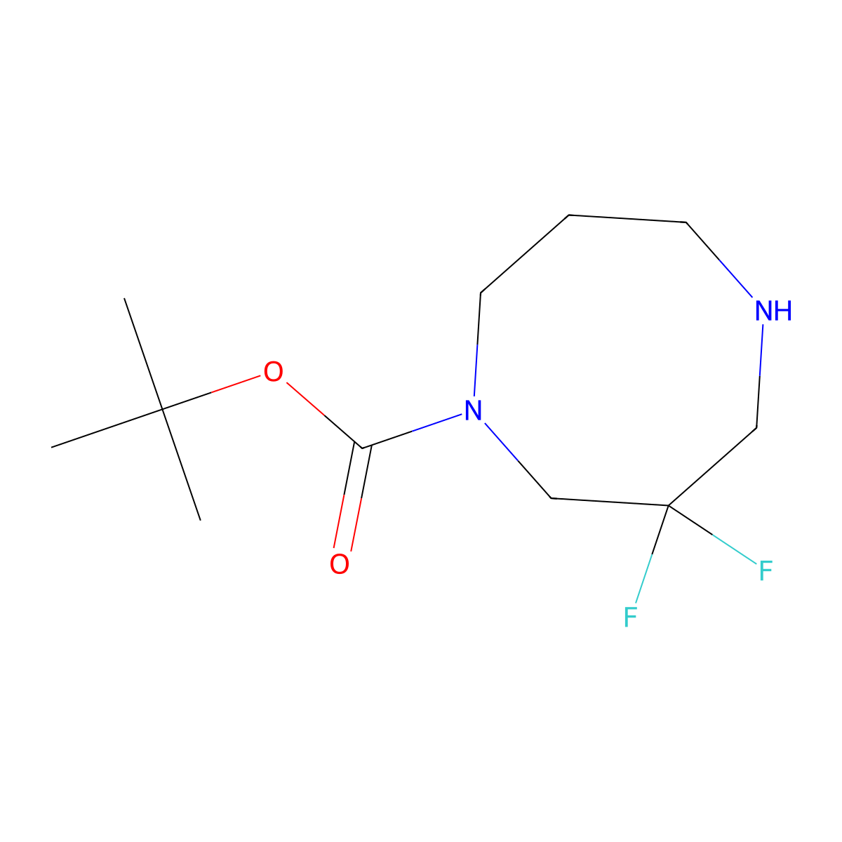 Tert-butyl 3,3-difluoro-1,5-diazocane-1-carboxylate molecular structure, CAS 2219374-50-0