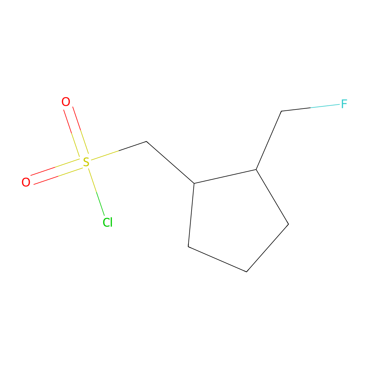 Rel-((1R,2R)-2-(fluoromethyl)cyclopentyl)methanesulfonyl chloride molecular structure, CAS 2219374-57-7