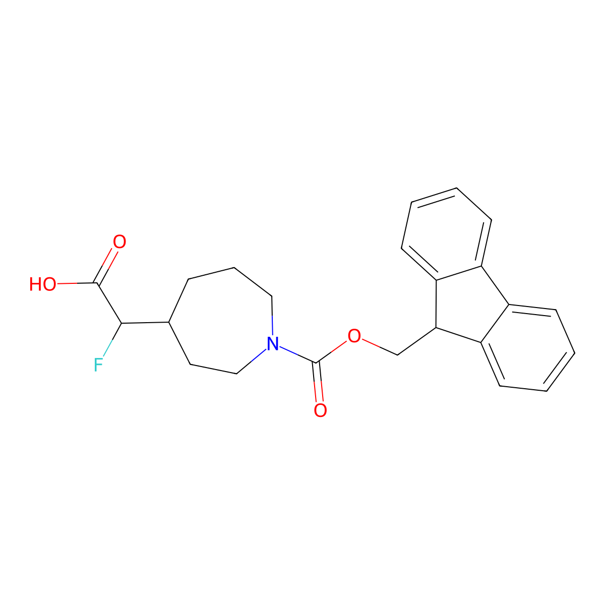 2-(1-{[(9H-fluoren-9-yl)methoxy]carbonyl}azepan-4-yl)-2-fluoroacetic acid molecular structure, CAS 2219374-60-2