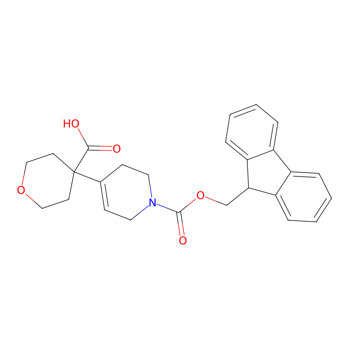 4-(1-{[(9H-fluoren-9-yl)methoxy]carbonyl}-1,2,3,6-tetrahydropyridin-4-yl)oxane-4-carboxylic acid molecular structure, CAS 2219374-75-9