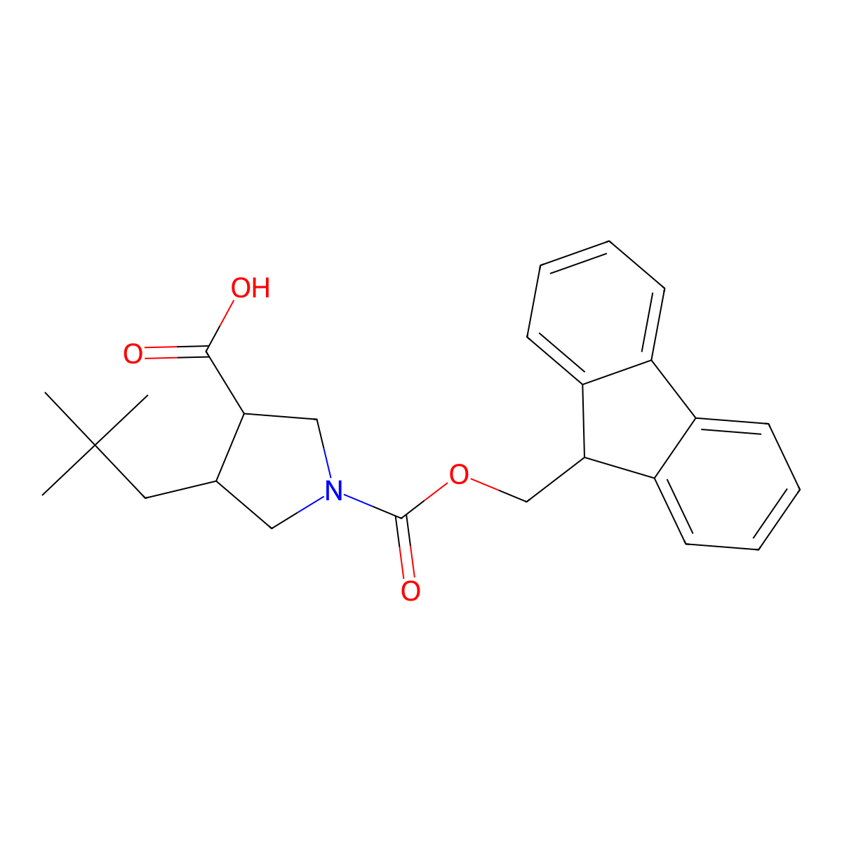rac-(3R,4R)-4-(2,2-dimethylpropyl)-1-{[(9H-fluoren-9-yl)methoxy]carbonyl}pyrrolidine-3-carboxylic acid molecular structure, CAS 2219374-76-0
