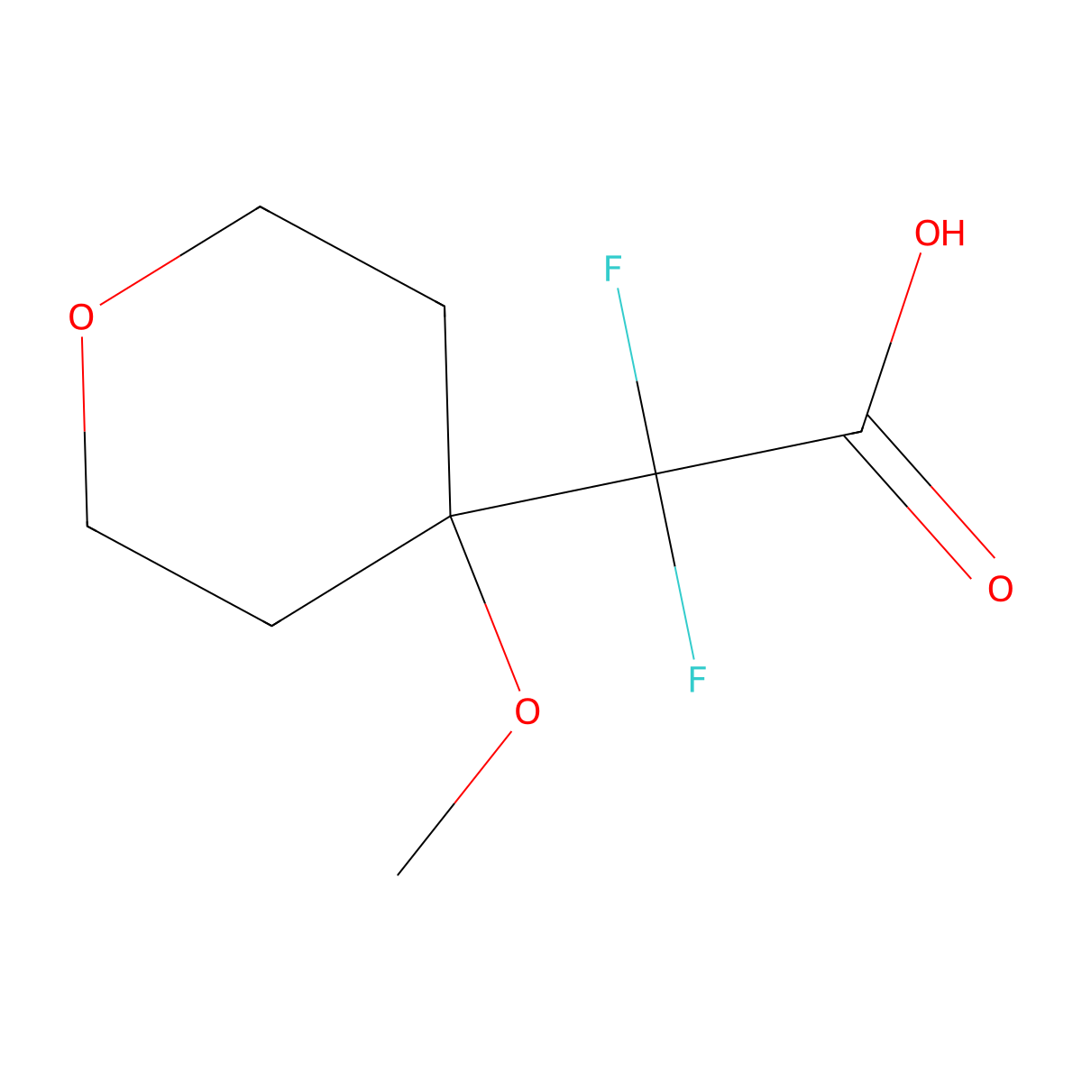 2,2-Difluoro-2-(4-methoxyoxan-4-yl)acetic acid molecular structure, CAS 2219374-83-9