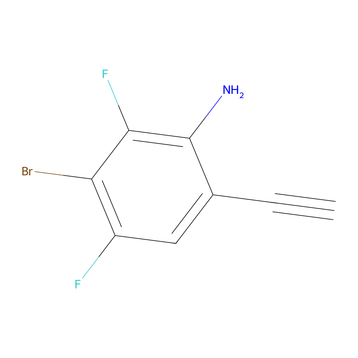 3-Bromo-6-ethynyl-2,4-difluoroaniline molecular structure, CAS 2219374-90-8