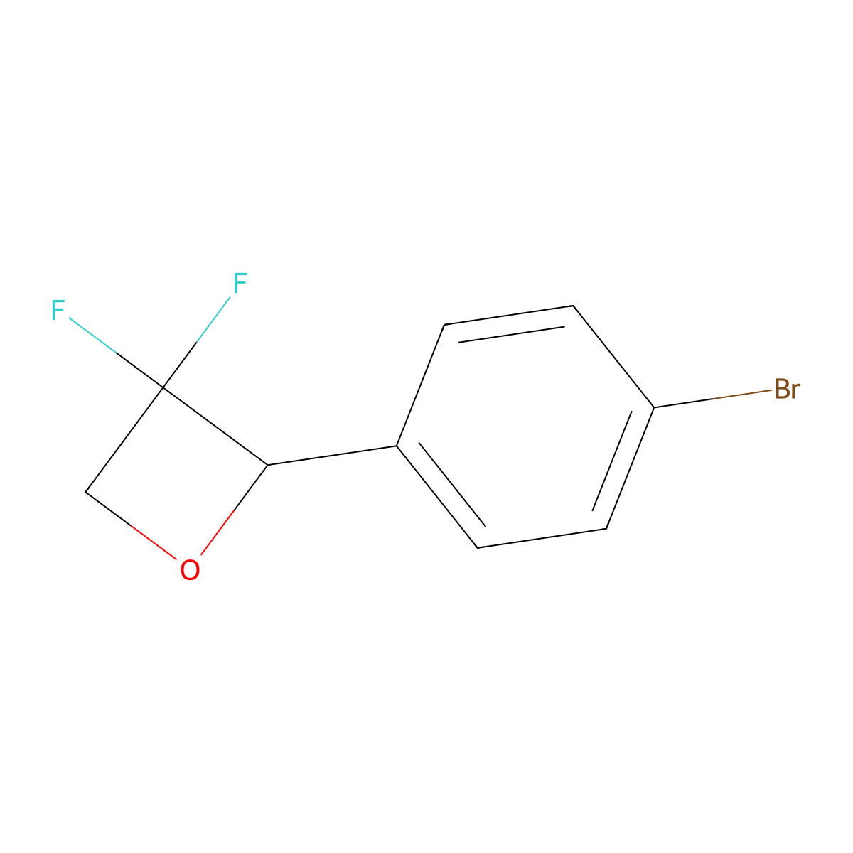 2-(4-Bromophenyl)-3,3-difluorooxetane molecular structure, CAS 2219374-95-3
