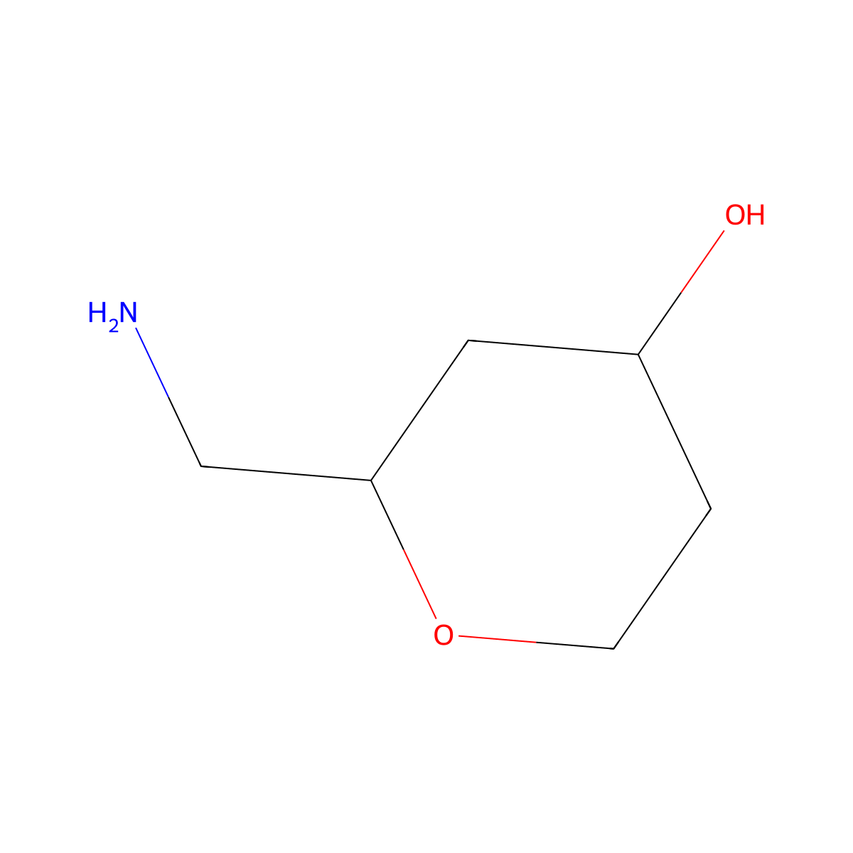 rac-(2R,4S)-2-(aminomethyl)oxan-4-ol molecular structure, CAS 2219375-11-6