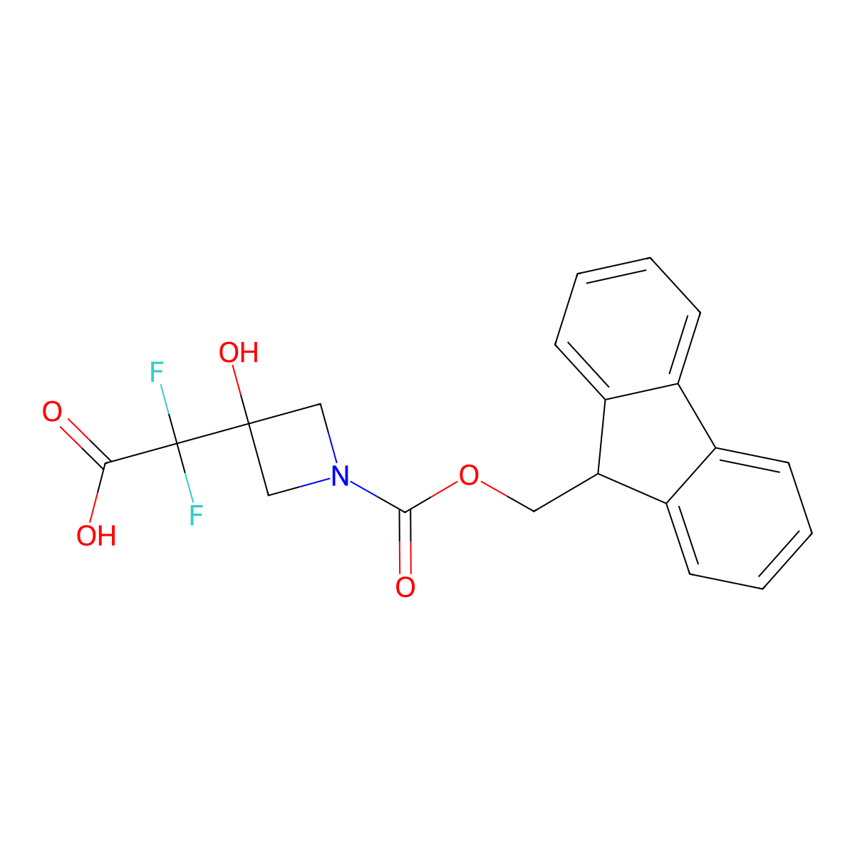 2-(1-{[(9H-fluoren-9-yl)methoxy]carbonyl}-3-hydroxyazetidin-3-yl)-2,2-difluoroacetic acid molecular structure, CAS 2219375-45-6