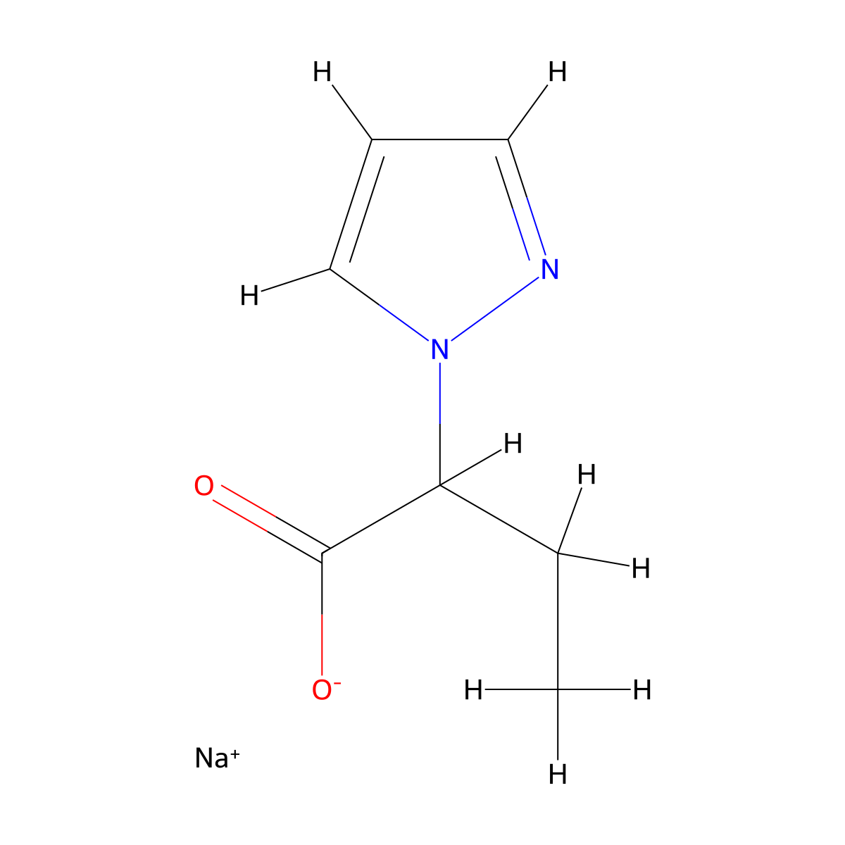 sodium 2-(1H-pyrazol-1-yl)butanoate molecular structure, CAS 2219375-48-9