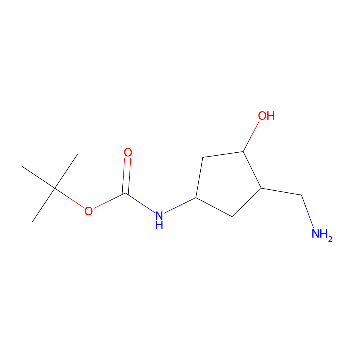 rac-tert-butyl N-[(1R,3S,4S)-3-(aminomethyl)-4-hydroxycyclopentyl]carbamate molecular structure, CAS 2219375-49-0
