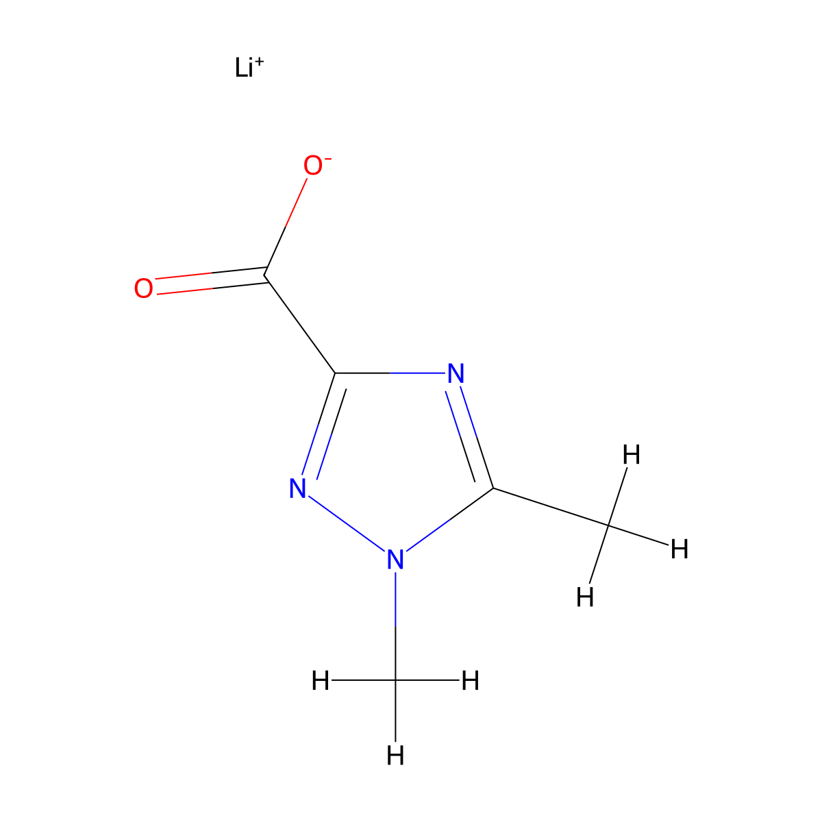 lithium(1+) dimethyl-1H-1,2,4-triazole-3-carboxylate molecular structure, CAS 2219375-51-4