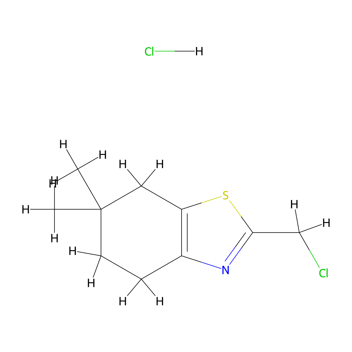 2-(Chloromethyl)-6,6-dimethyl-4,5,6,7-tetrahydro-1,3-benzothiazole hydrochloride molecular structure, CAS 2219375-52-5