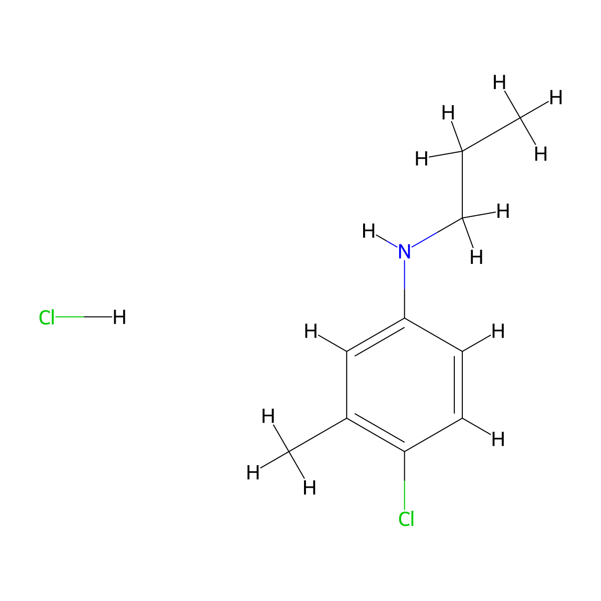 4-chloro-3-methyl-N-propylaniline hydrochloride molecular structure, CAS 2219375-54-7