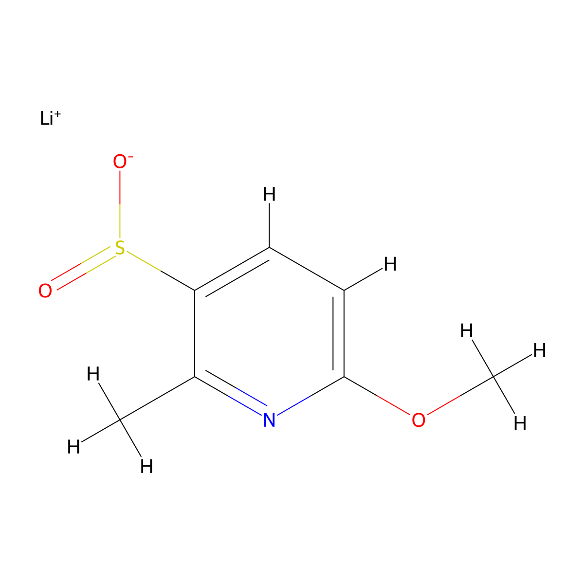 Lithium(1+) ion 6-methoxy-2-methylpyridine-3-sulfinate molecular structure, CAS 2219375-68-3