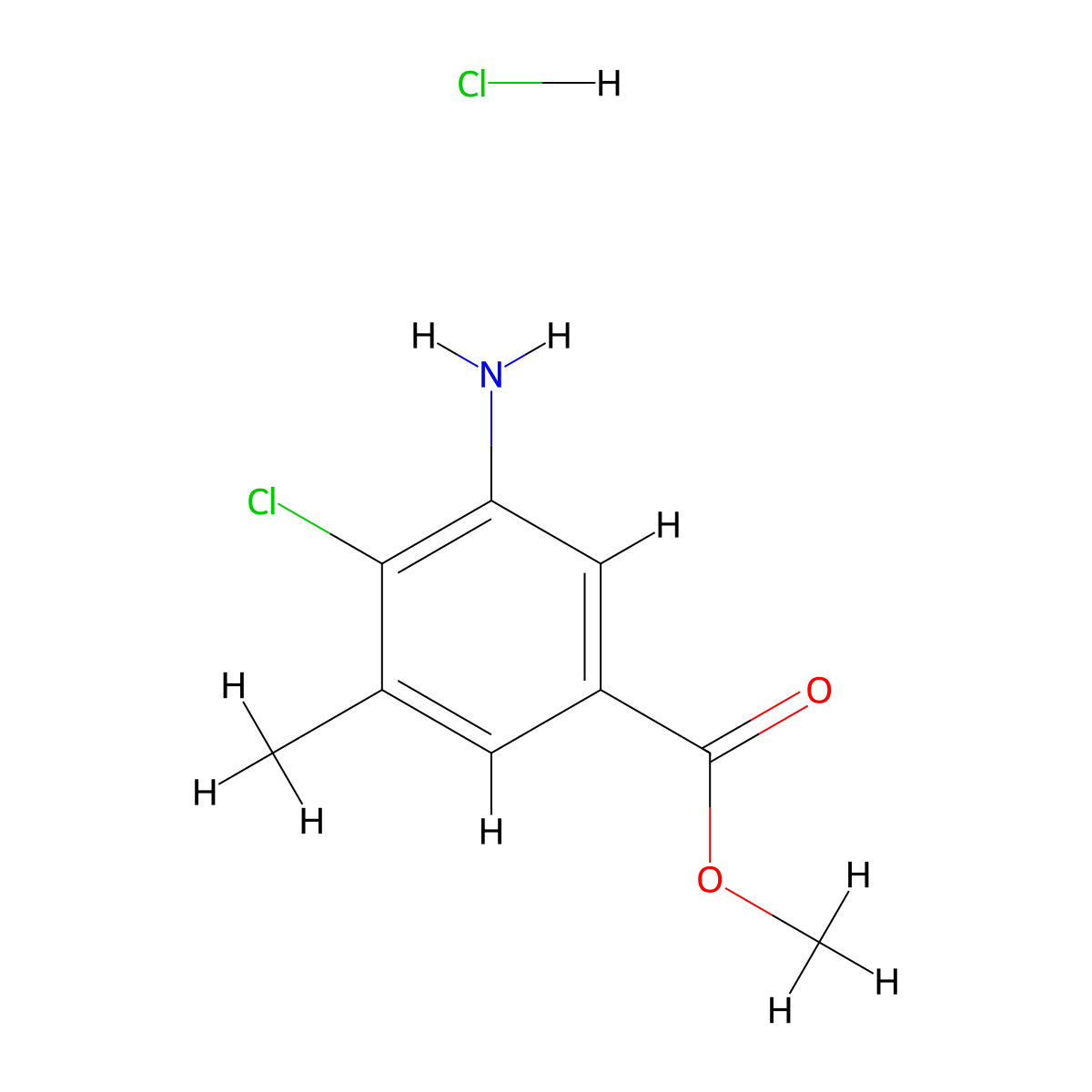 Methyl 3-amino-4-chloro-5-methylbenzoate hydrochloride molecular structure, CAS 2219375-71-8